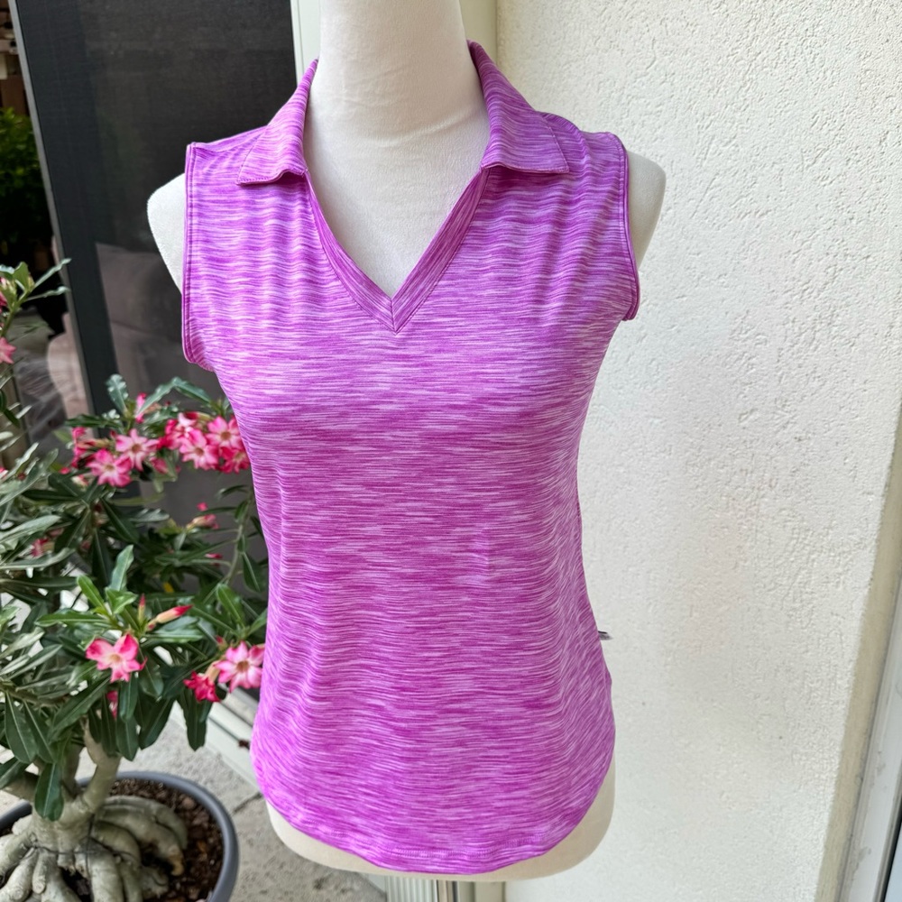 LADY HAGEN. NWT. Sleeveless, Space Dye Polo. Pink Candy. Golf‎ Shirt. Size XS.…